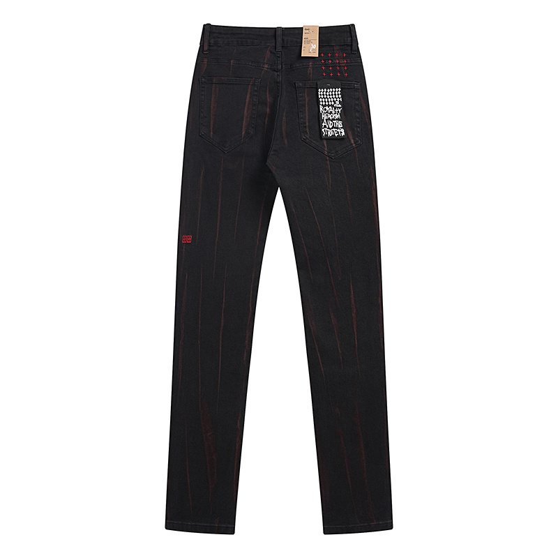 Ksubi Black Slim Tapered Jeans with Red Accents ¡ª back