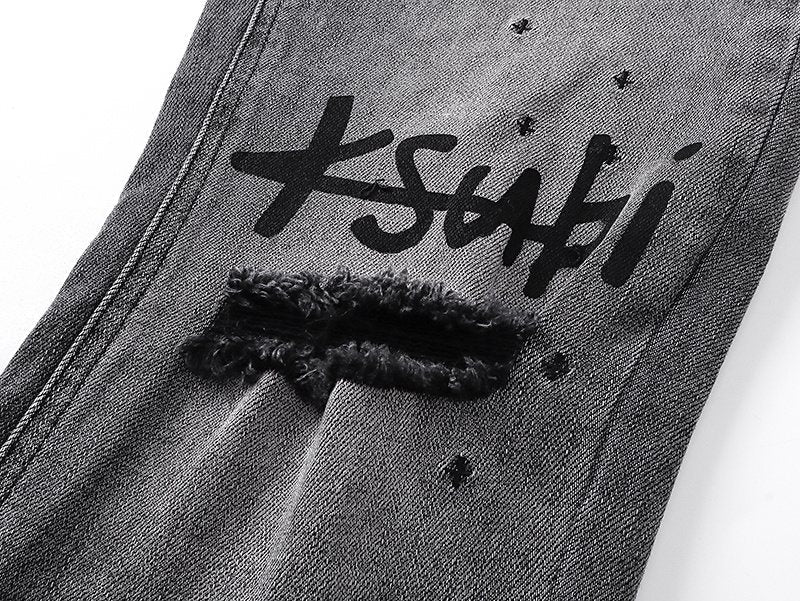 Ksubi Royalty Heroism Gray Wash Slim Jeans ¡ª detail