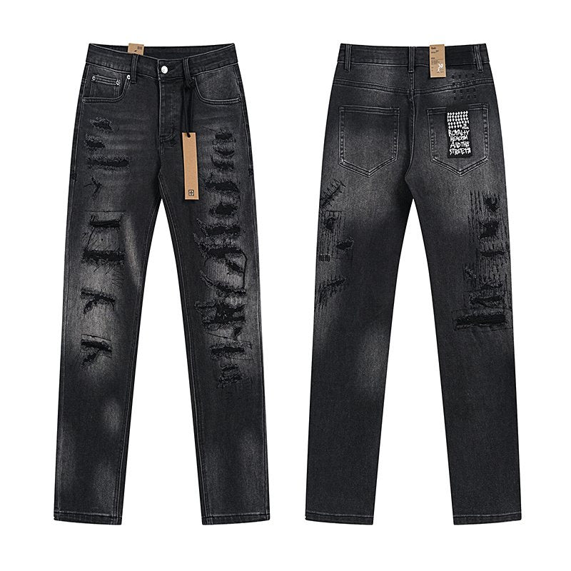 Ksubi Black Washed Distressed Slim Tapered Jeans ¡ª hero