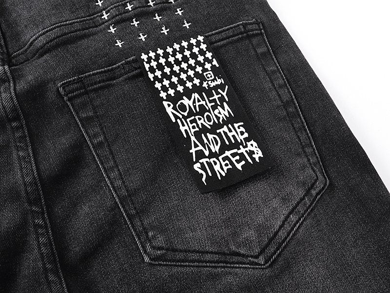 Ksubi Slim Tapered Graphic Jeans - Black ¡ª detail