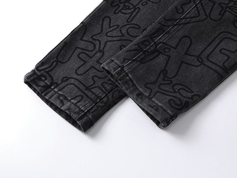 Ksubi Black Tonal Graphic Slim Tapered Jeans ¡ª detail