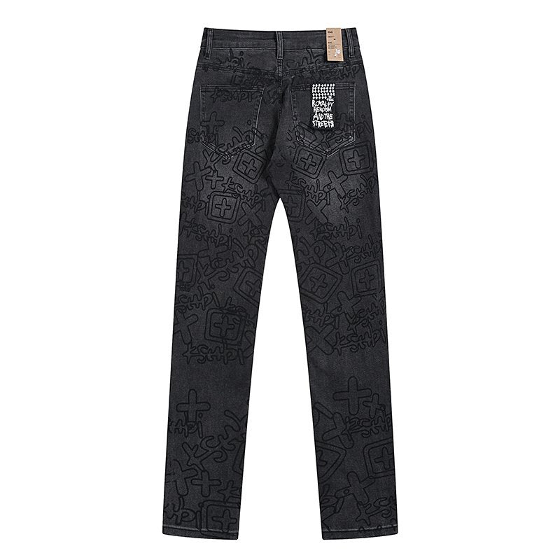 Ksubi Black Tonal Graphic Slim Tapered Jeans ¡ª back