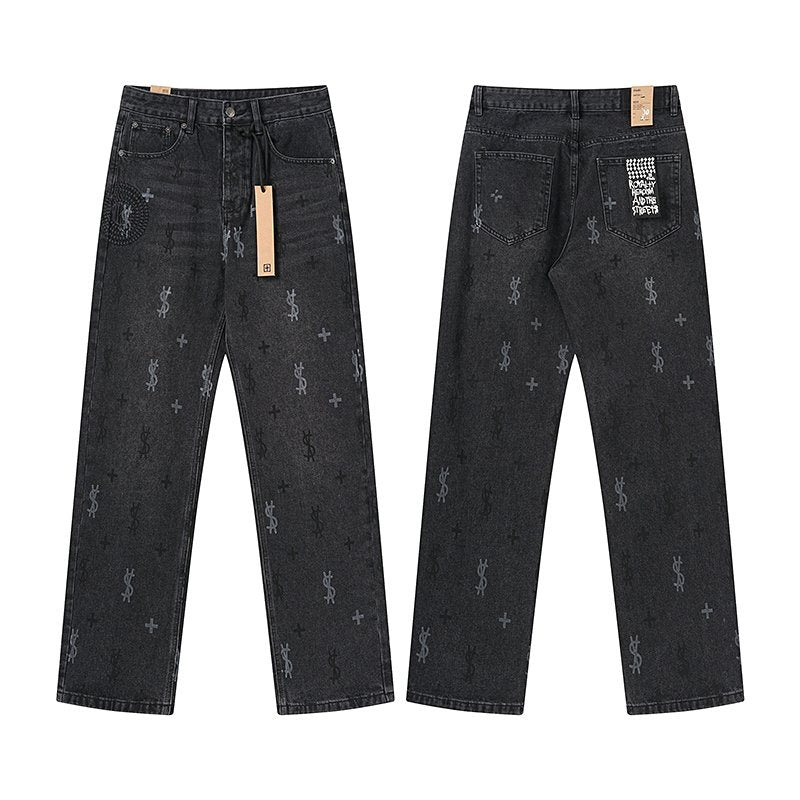 Ksubi Washed Black Straight-Leg Graphic Jeans ¡ª hero