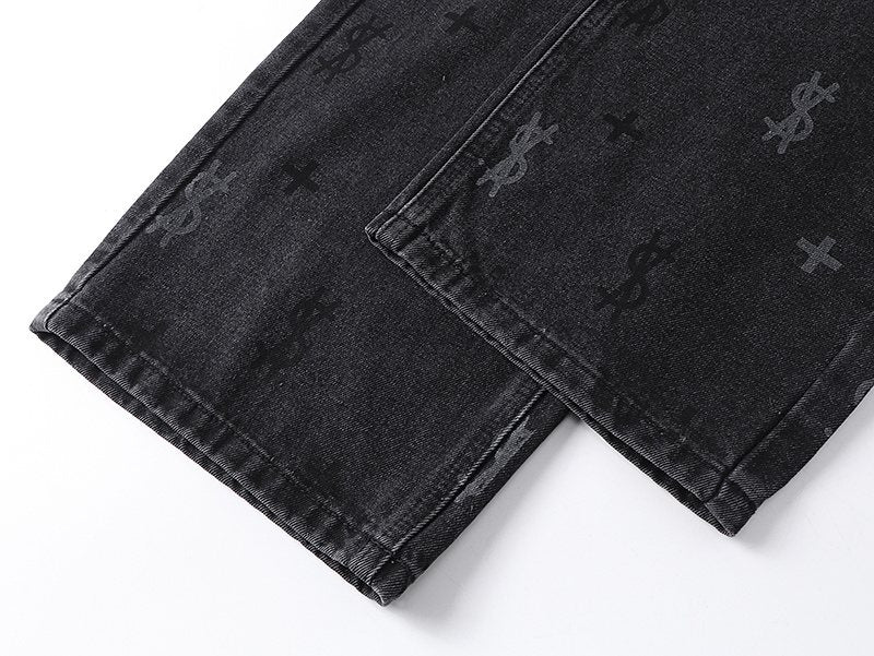 Ksubi Washed Black Straight-Leg Graphic Jeans ¡ª detail