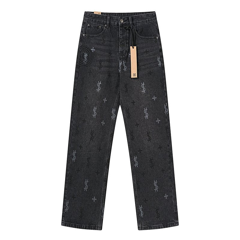 Ksubi Washed Black Straight-Leg Graphic Jeans ¡ª front