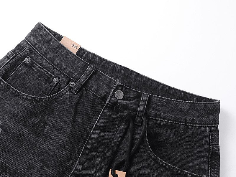 Ksubi Washed Black Straight-Leg Graphic Jeans ¡ª detail