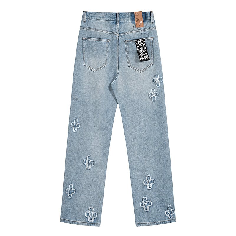 Ksubi Light Blue Embroidered Straight-Leg Jeans ¡ª back