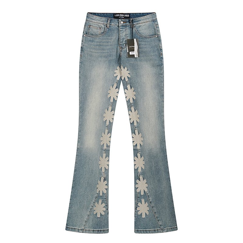 LOSTSHDWS Light Blue Daisy Applique Flared Jeans ¡ª hero