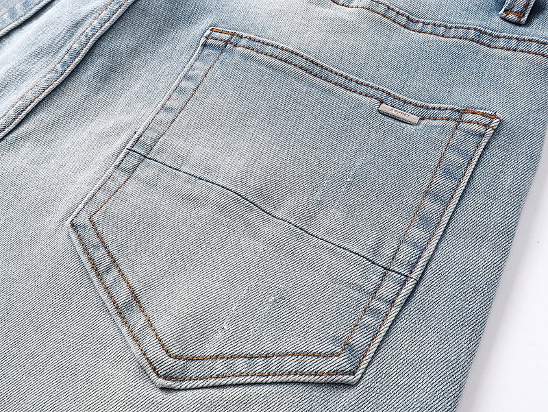 AMIRI Light Blue Patch Detail Slim Tapered Jeans ¡ª detail