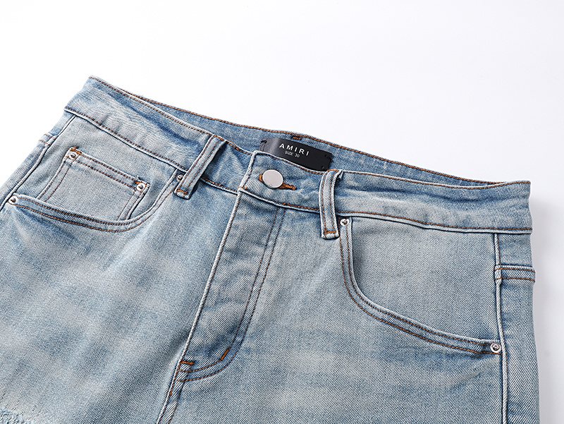 AMIRI Light Blue Patch Detail Slim Tapered Jeans ¡ª detail