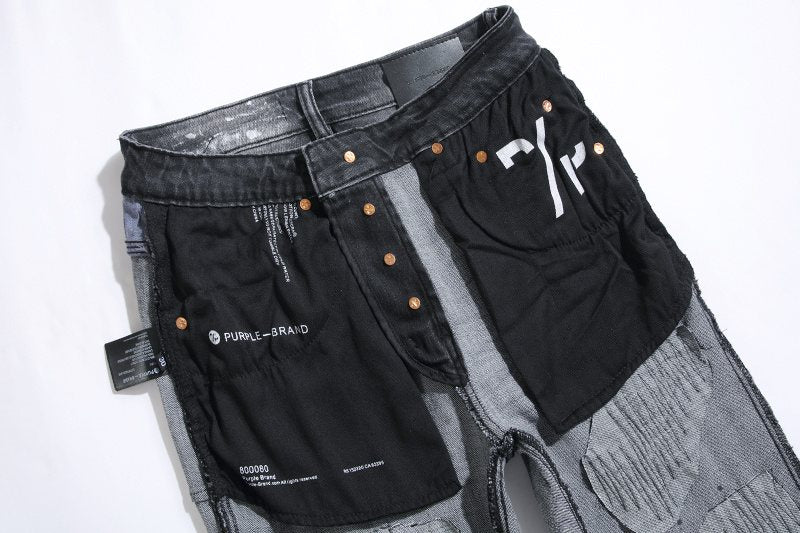 Purple Brand Black Distressed Paint Splatter Jeans ¡ª detail