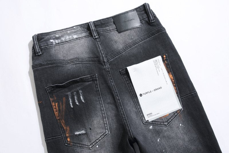 Purple Brand Black Distressed Paint Splatter Jeans ¡ª detail