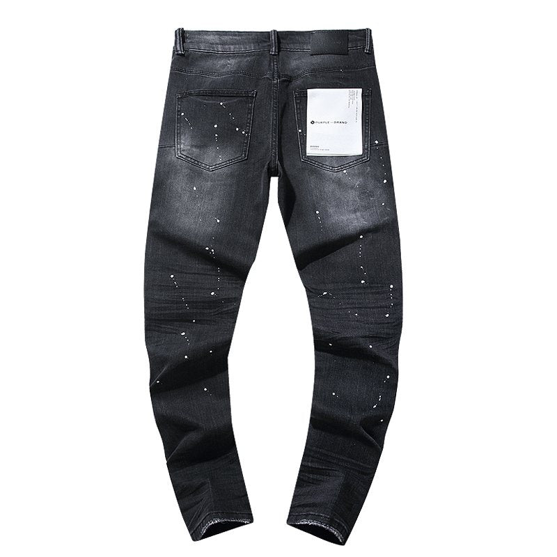Purple Brand Black Paint Splatter Distressed Jeans ¡ª back