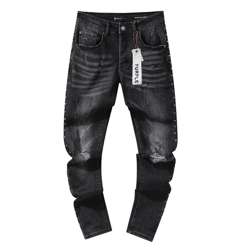 Purple Brand Black Distressed Studded Jeans ¡ª hero