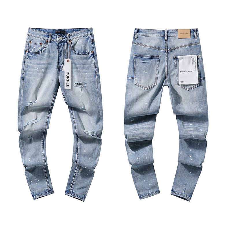 Purple Brand Light Blue Distressed Paint-Splatter Jeans ¡ª hero
