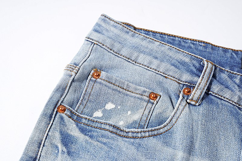 Purple Brand Light Blue Distressed Paint-Splatter Jeans ¡ª detail
