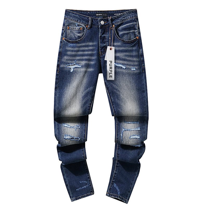 Purple Brand Blue Distressed Paneled Jeans ¡ª hero