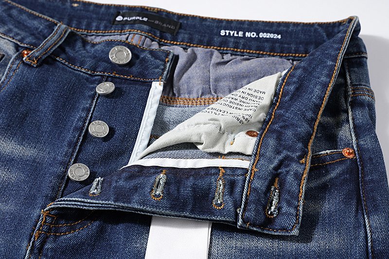 Purple Brand Blue Distressed Paneled Jeans ¡ª detail
