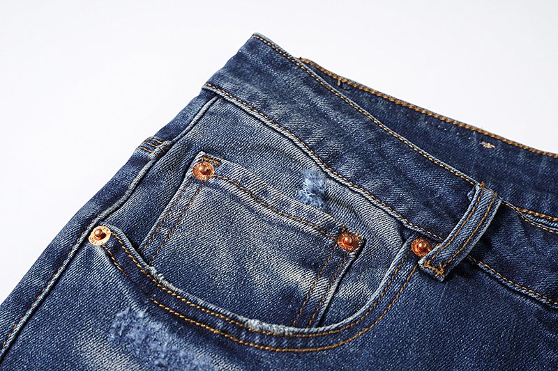 Purple Brand Blue Distressed Paneled Jeans ¡ª detail