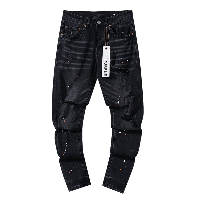 Purple Brand Paint Splatter Distressed Black Jeans ¡ª hero