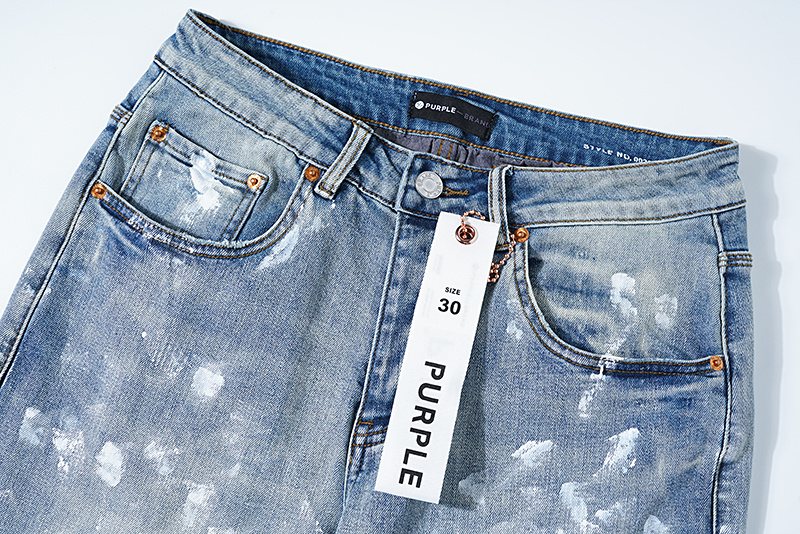 Purple Brand Light Blue Paint-Splatter Distressed Jeans ¡ª detail