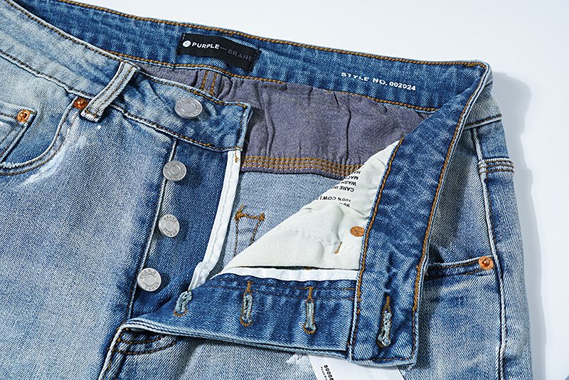 Purple Brand Light Blue Paint-Splatter Distressed Jeans ¡ª detail