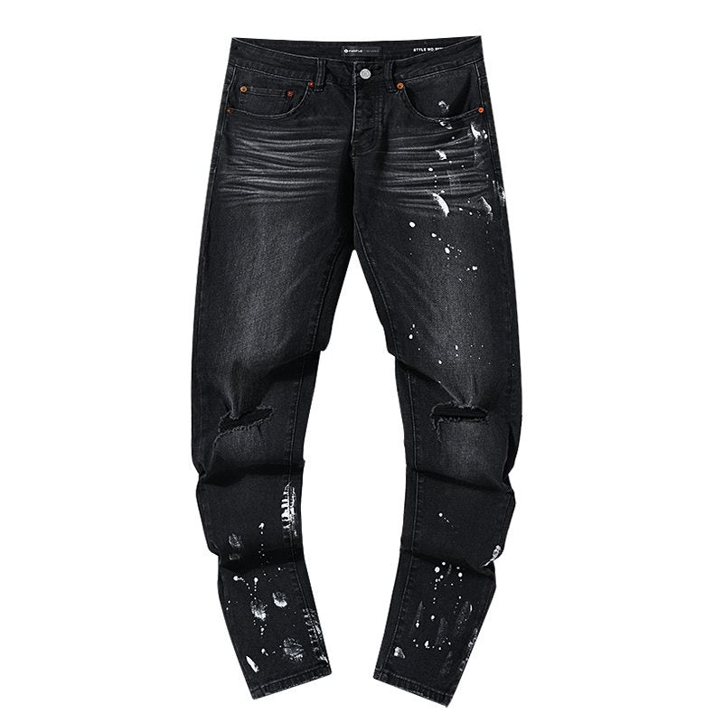 Purple Brand Paint Splatter Distressed Black Jeans ¡ª hero