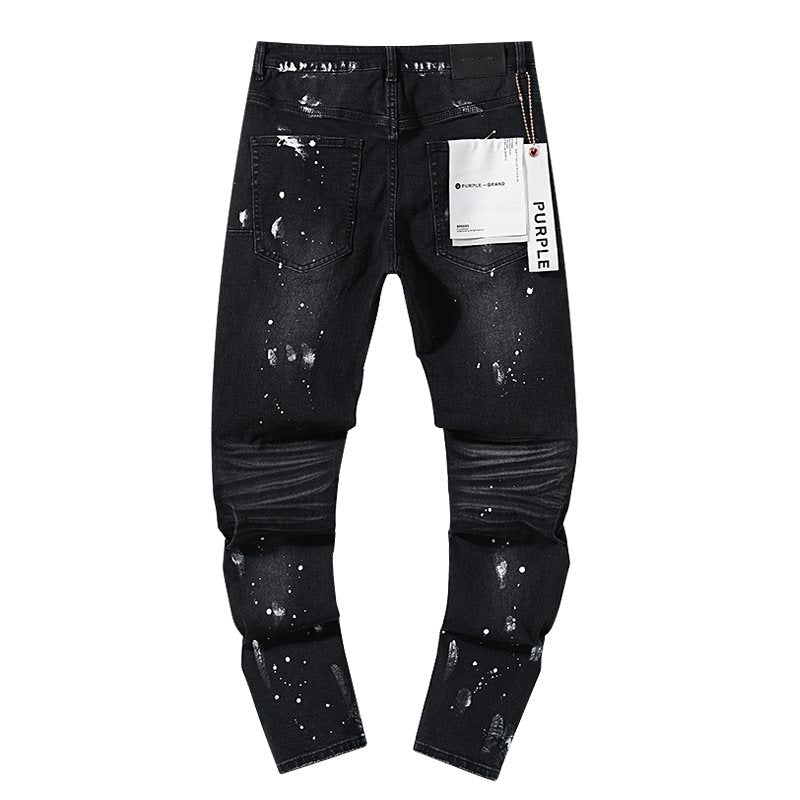 Purple Brand Paint Splatter Distressed Black Jeans ¡ª back