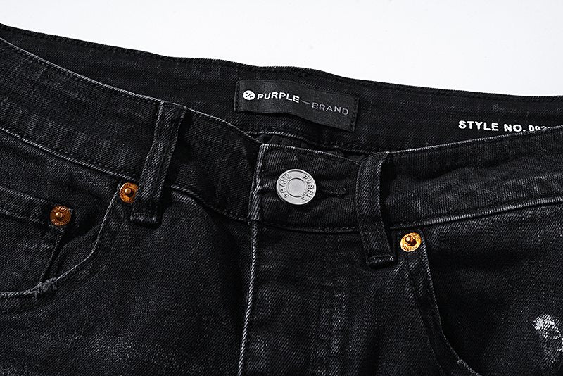 Purple Brand Paint Splatter Distressed Black Jeans ¡ª detail