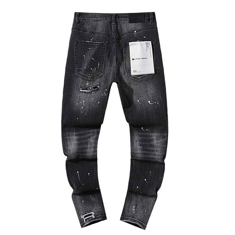 Purple Brand Paint-Splatter Distressed Black Jeans ¡ª back