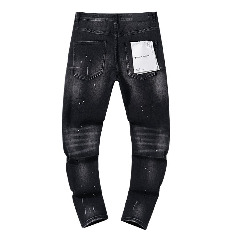 Purple Brand Black Paint-Splatter Distressed Jeans ¡ª back