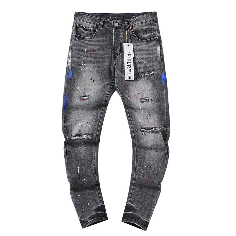 Purple Brand Gray Paint-Splatter Distressed Jeans ¡ª hero