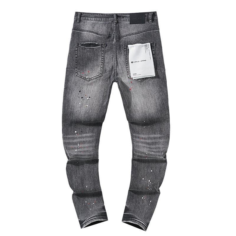 Purple Brand Gray Paint-Splatter Distressed Jeans ¡ª back