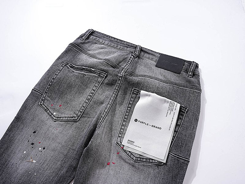 Purple Brand Gray Paint-Splatter Distressed Jeans ¡ª detail