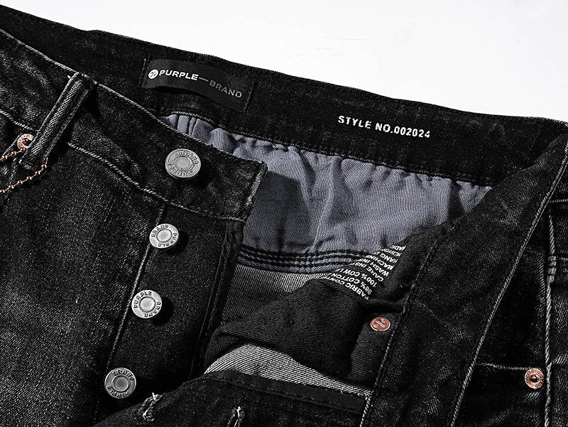 Purple Brand Black Washed Distressed Jeans ¡ª detail
