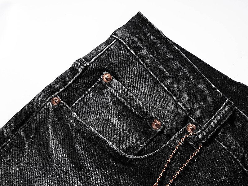Purple Brand Black Washed Distressed Jeans ¡ª detail