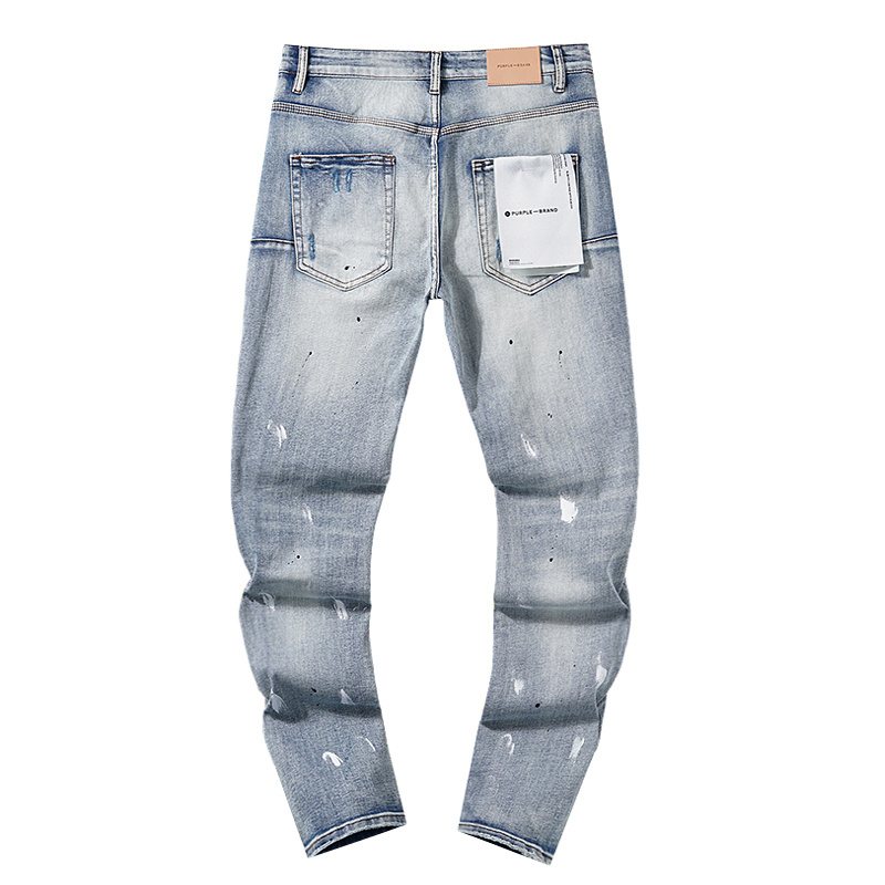 Purple Brand Light Blue Distressed Paint Splatter Jeans ¡ª back