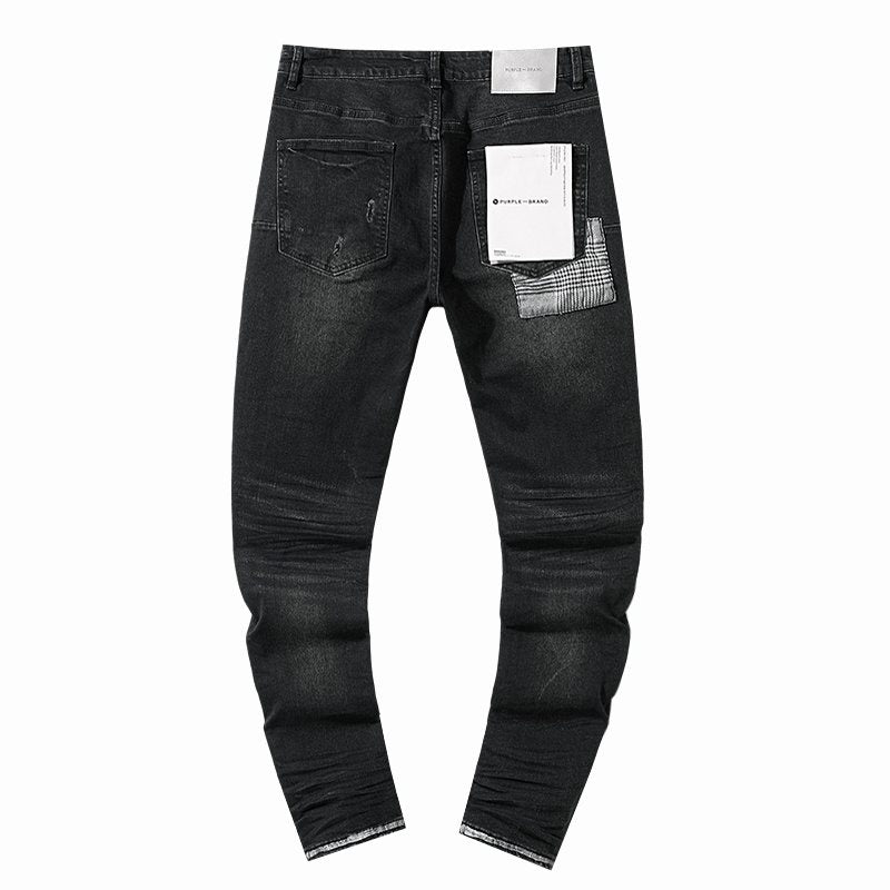 Purple Brand Black Distressed Tapered Jeans ¡ª back