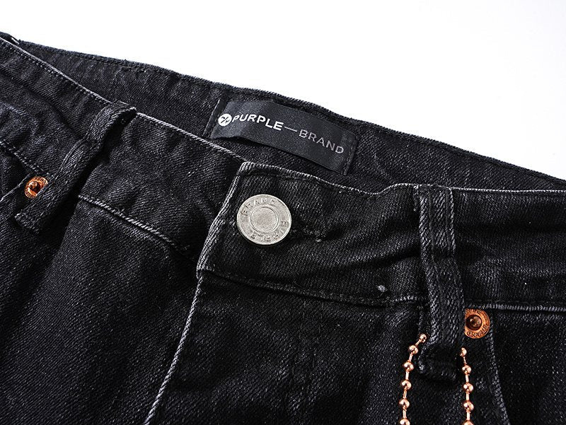 Purple Brand Black Distressed Tapered Jeans ¡ª detail