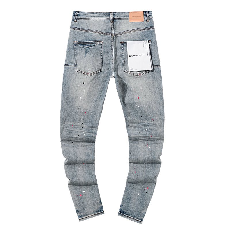 Purple Brand Distressed Paint Splatter Stacked Jeans ¡ª back
