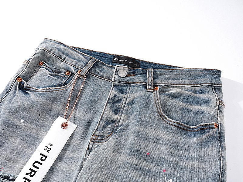 Purple Brand Distressed Paint Splatter Stacked Jeans ¡ª detail