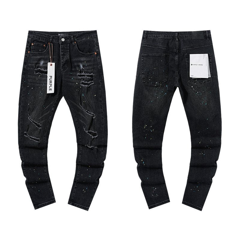 Purple Brand Black Paint-Splatter Distressed Jeans ¡ª hero