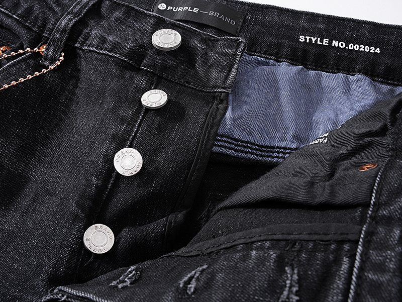 Purple Brand Black Paint-Splatter Distressed Jeans ¡ª detail