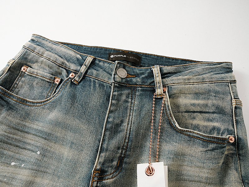 Purple Brand Light Blue Distressed Paint Splatter Jeans ¡ª detail