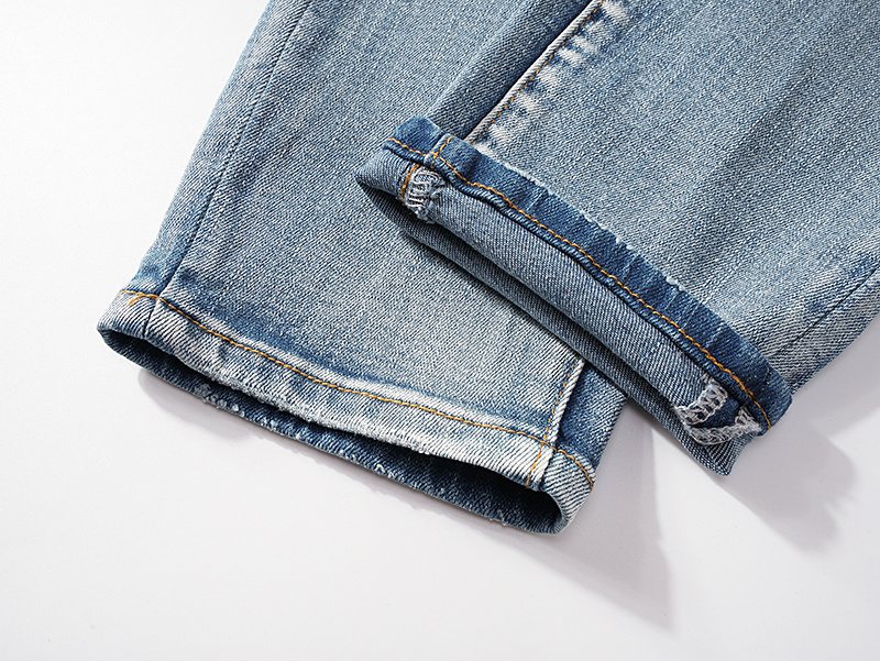 Purple Brand Light Blue Distressed Skinny Jeans ¡ª detail