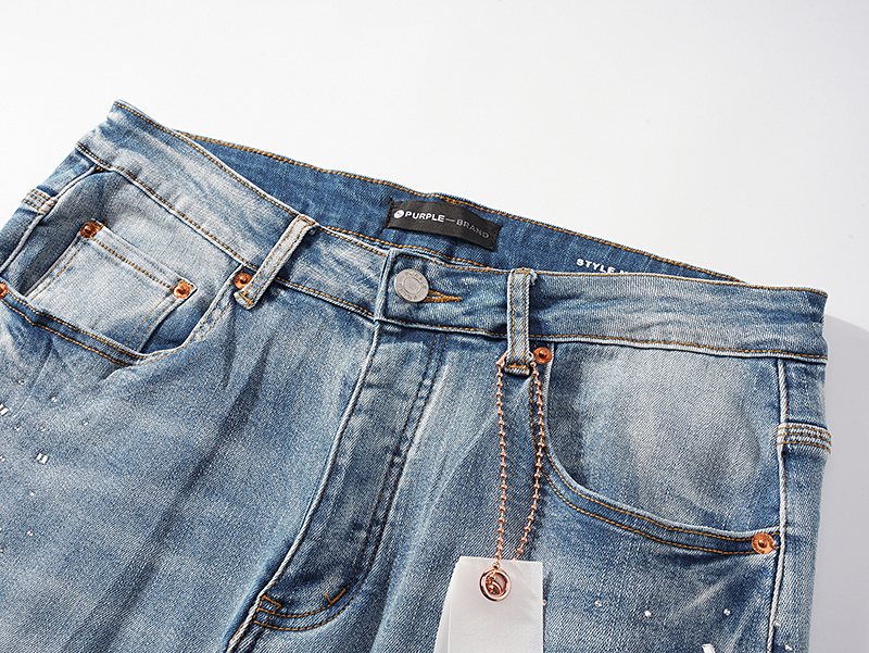 Purple Brand Light Blue Distressed Skinny Jeans ¡ª detail