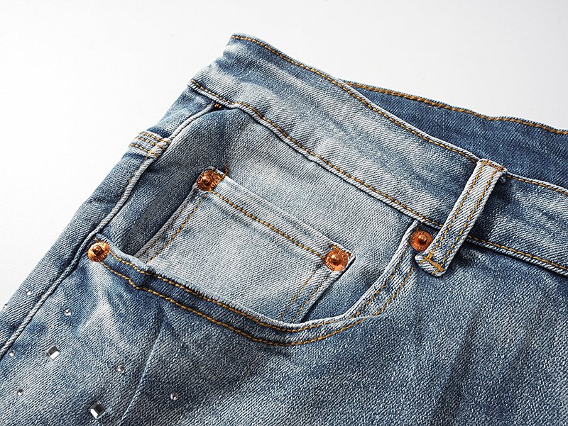 Purple Brand Light Blue Distressed Skinny Jeans ¡ª detail
