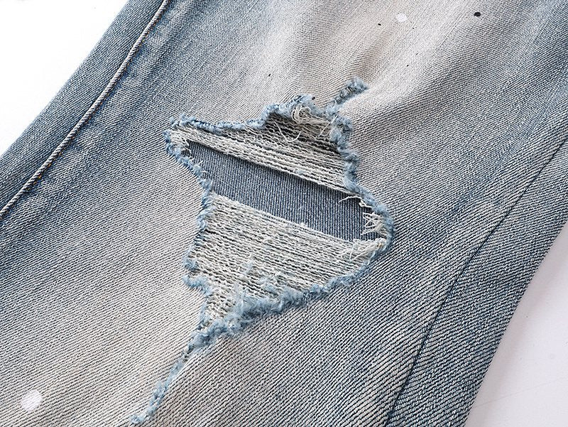 Purple Brand Light Blue Distressed Paint Splatter Jeans ¡ª detail