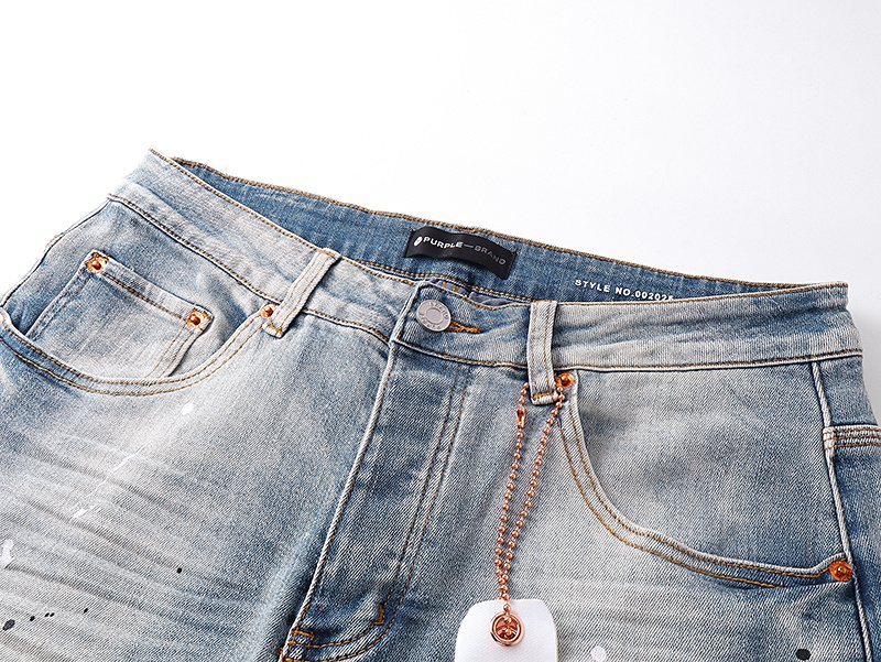 Purple Brand Light Blue Distressed Paint Splatter Jeans ¡ª detail
