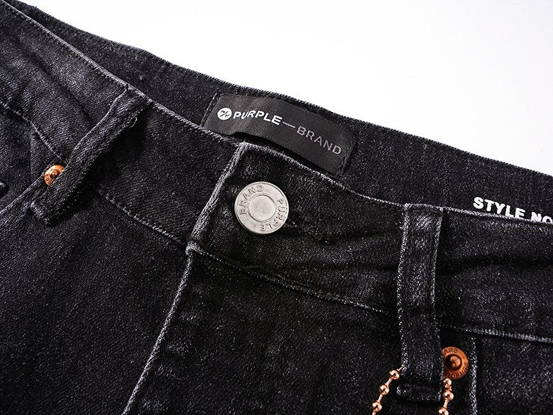 Purple Brand Black Washed Distressed Jeans ¡ª detail